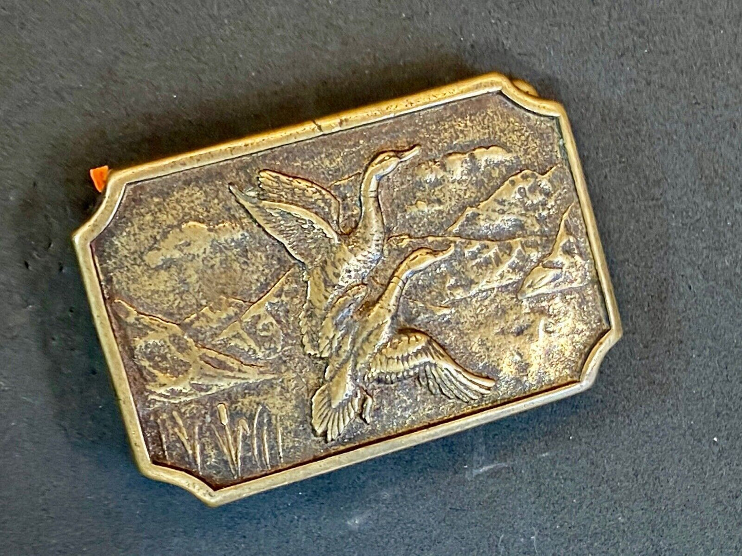 Two Flying Ducks On Pond In Nature Launching Solid Brass Belt Buckle By Bts 