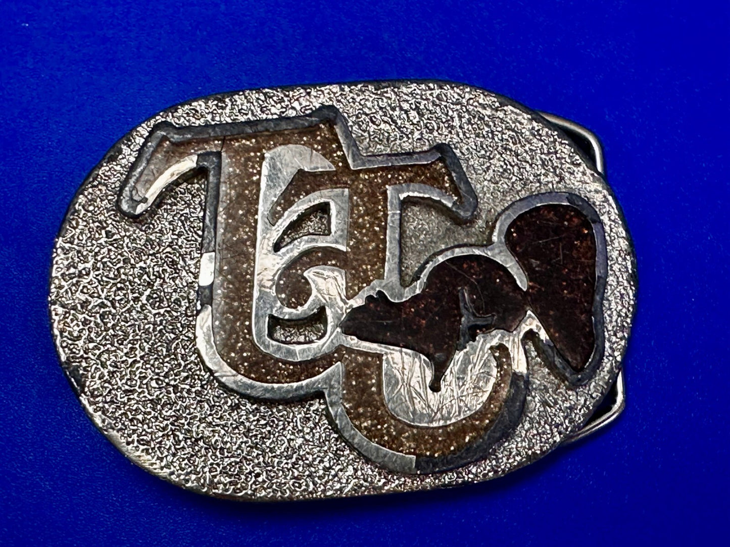 80'S  Tt Squirrel Sparky Brown Sparkle Enameled Vintage Belt Buckle 