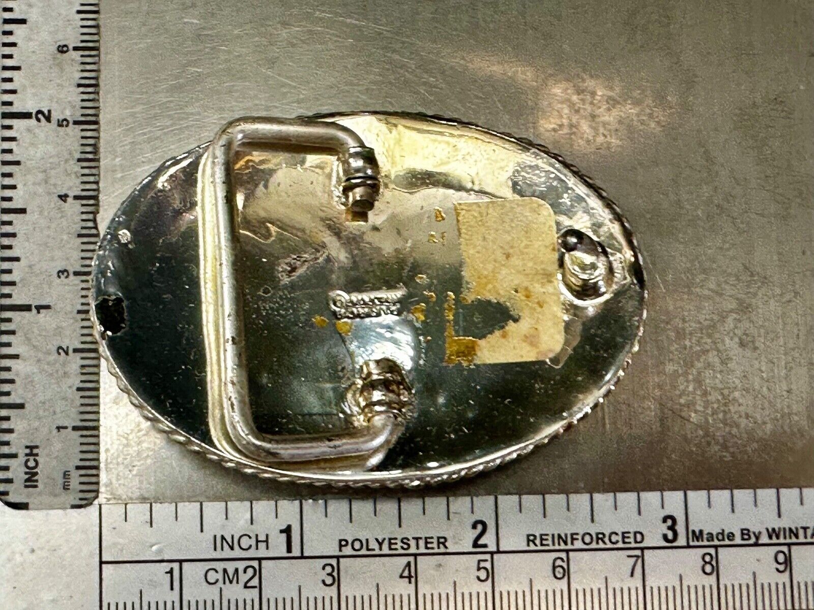 Beautiful Longhorn Western Cowboys Steer Vintage Two Tone Alpaca Mex Belt Buckle