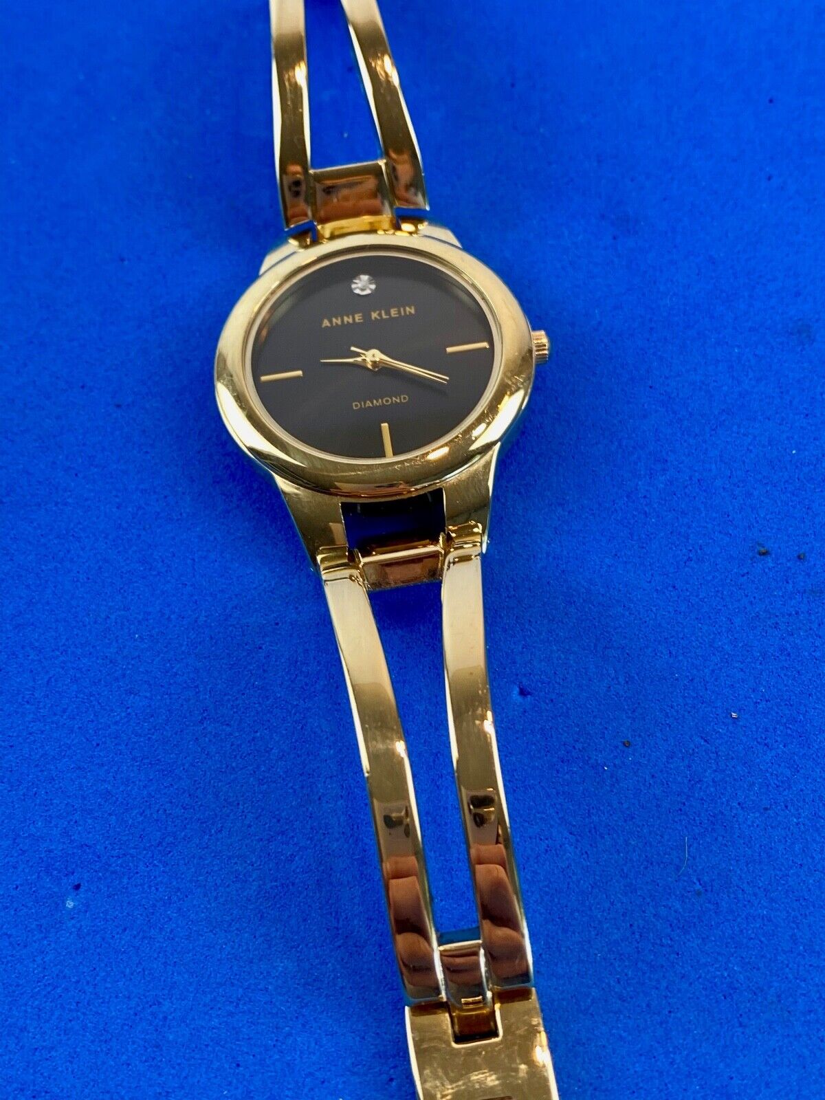 AK Annie Klein DIAMOND women's quartz watch black face - fresh battery 