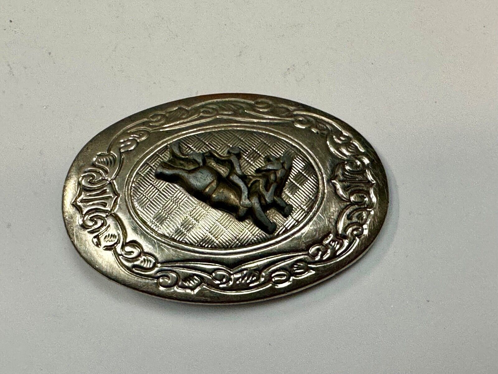 Vintage Cowboy Saddle Bronc 3" wide western oval belt buckle