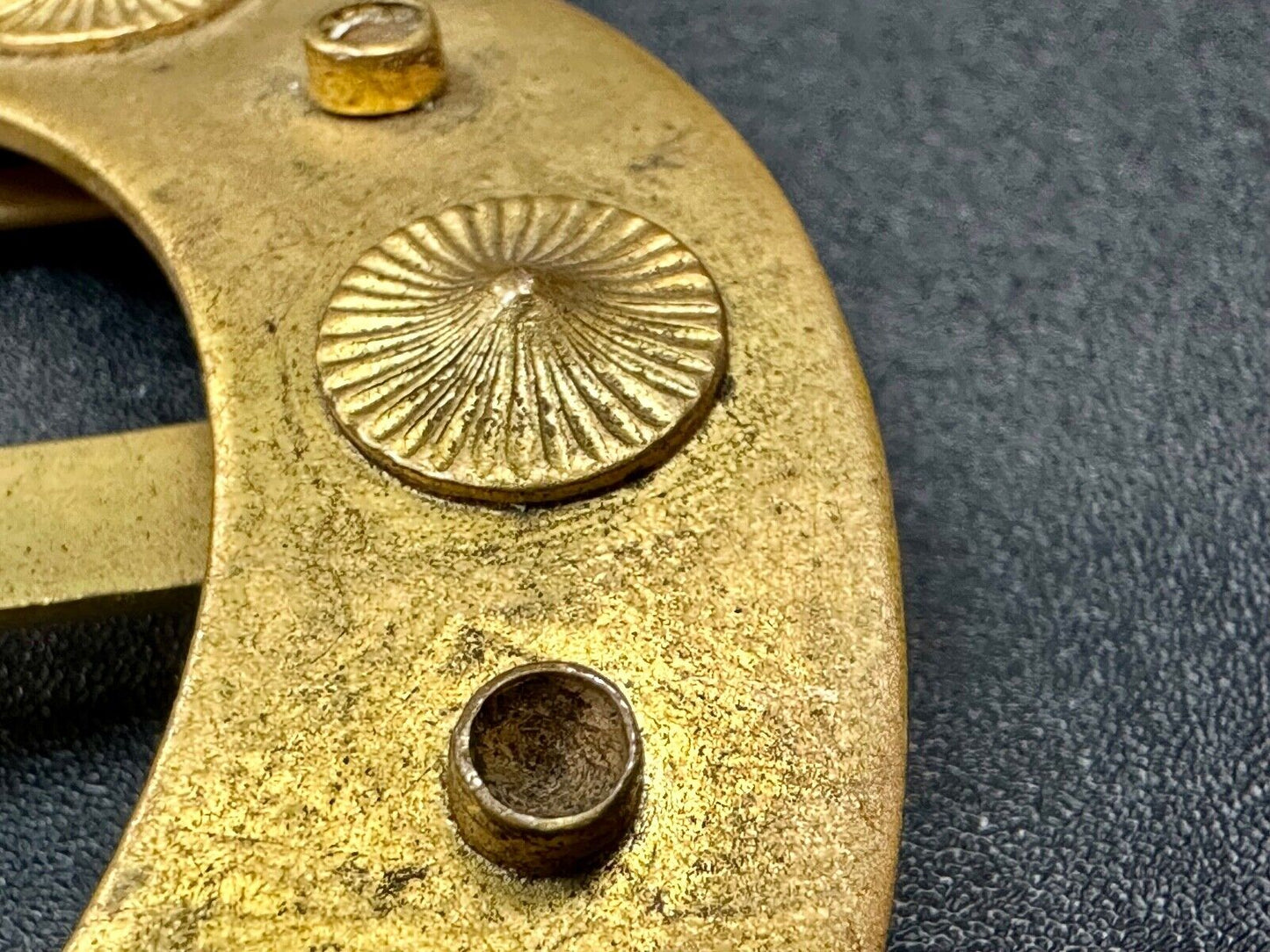 Turret & Bardach TB signed Antique round curved belt buckle slide sash