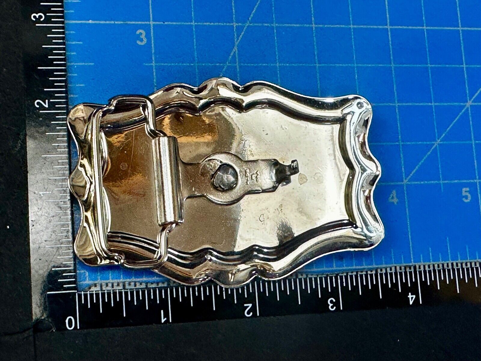 Black & silver diamond Shaped Cowboy Ranch pattern western framed Belt Buckle
