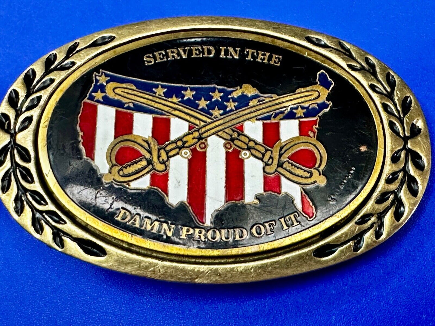 Veterans,  We served in the USA and dam proud of it - Heritage Brass Belt Buckle