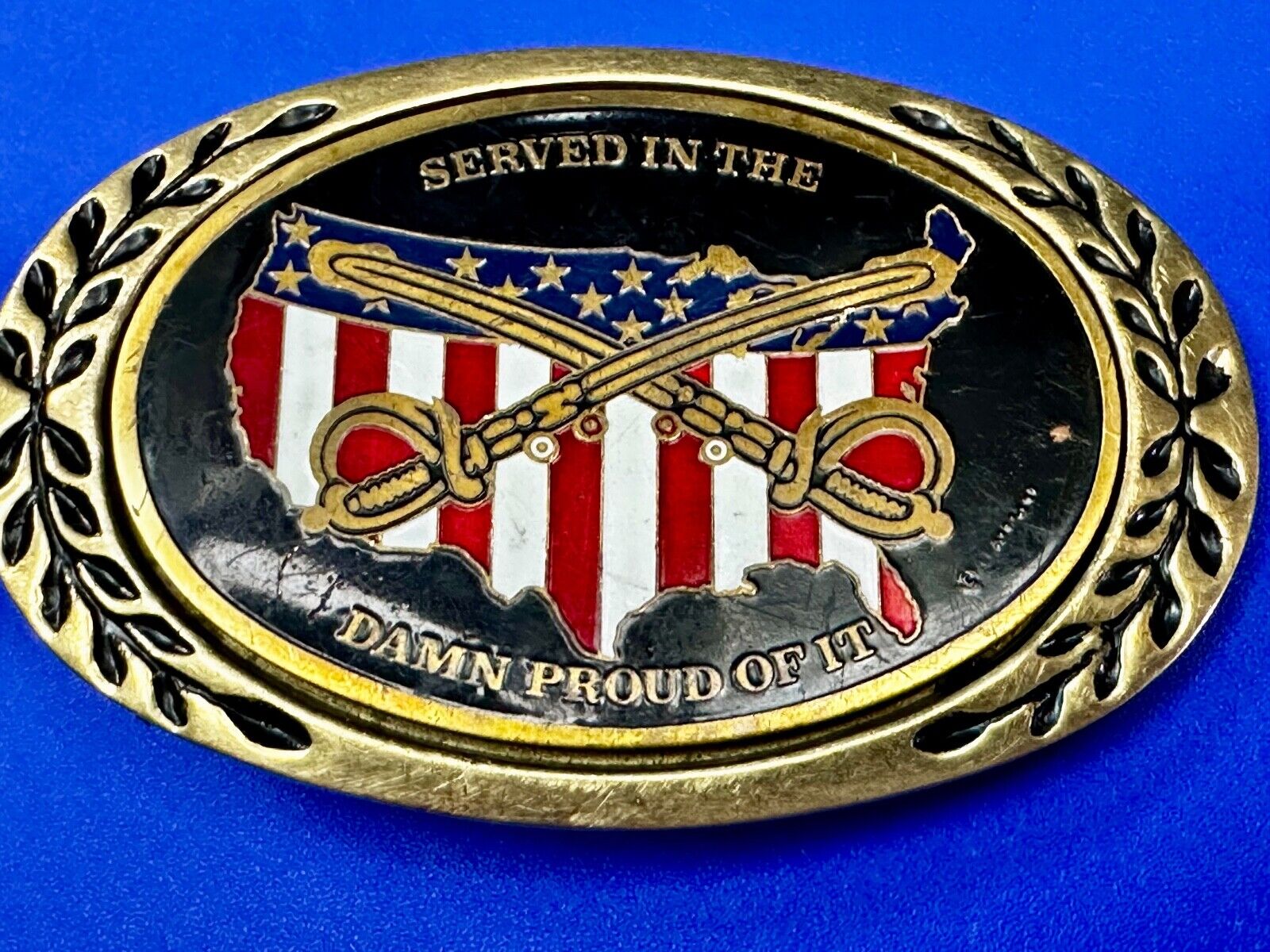 Veterans,  We served in the USA and dam proud of it - Heritage Brass Belt Buckle