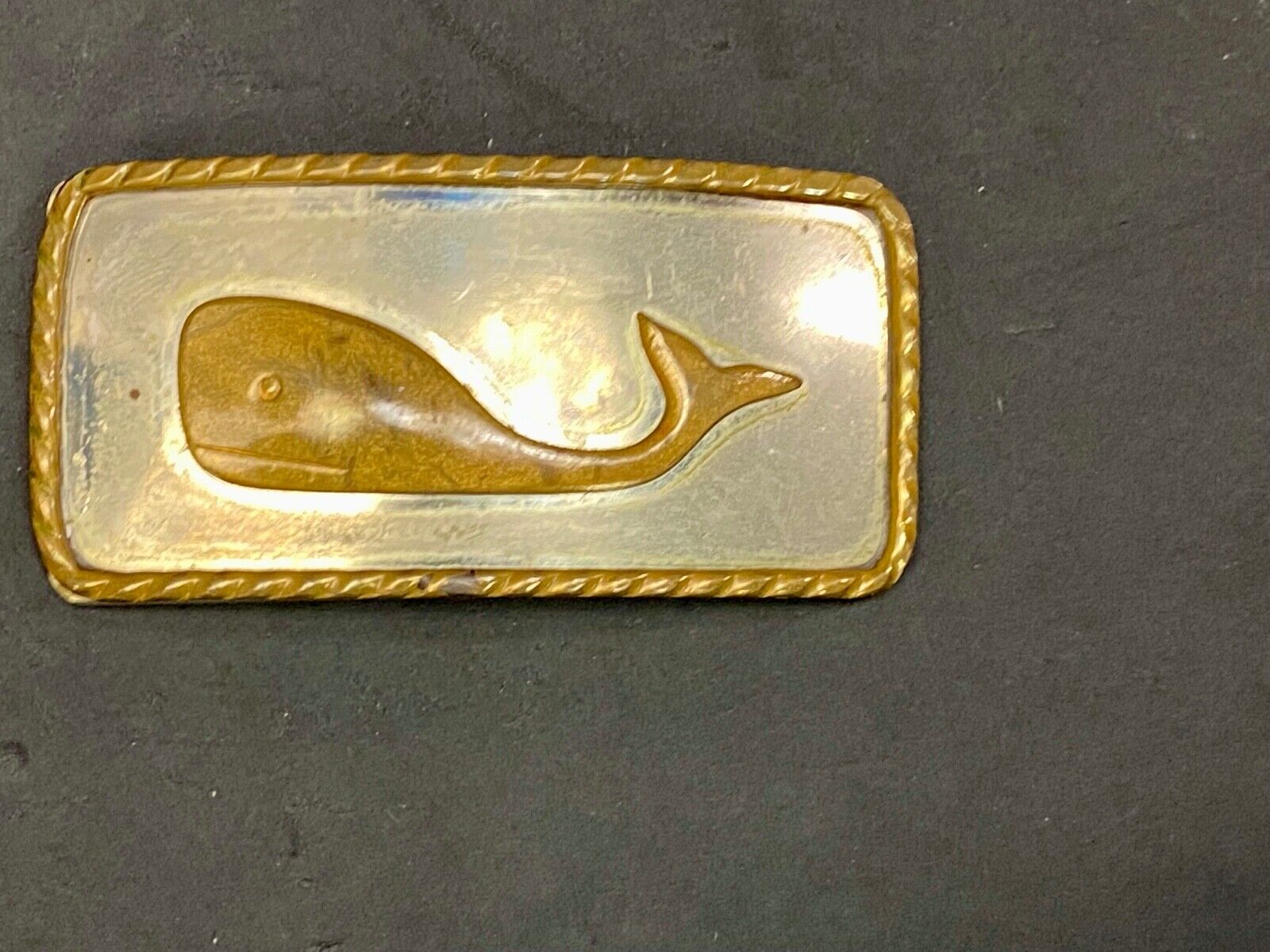 Unique, Mixed Metal German Silver Whale Belt Scarf Buckle Clip Tie