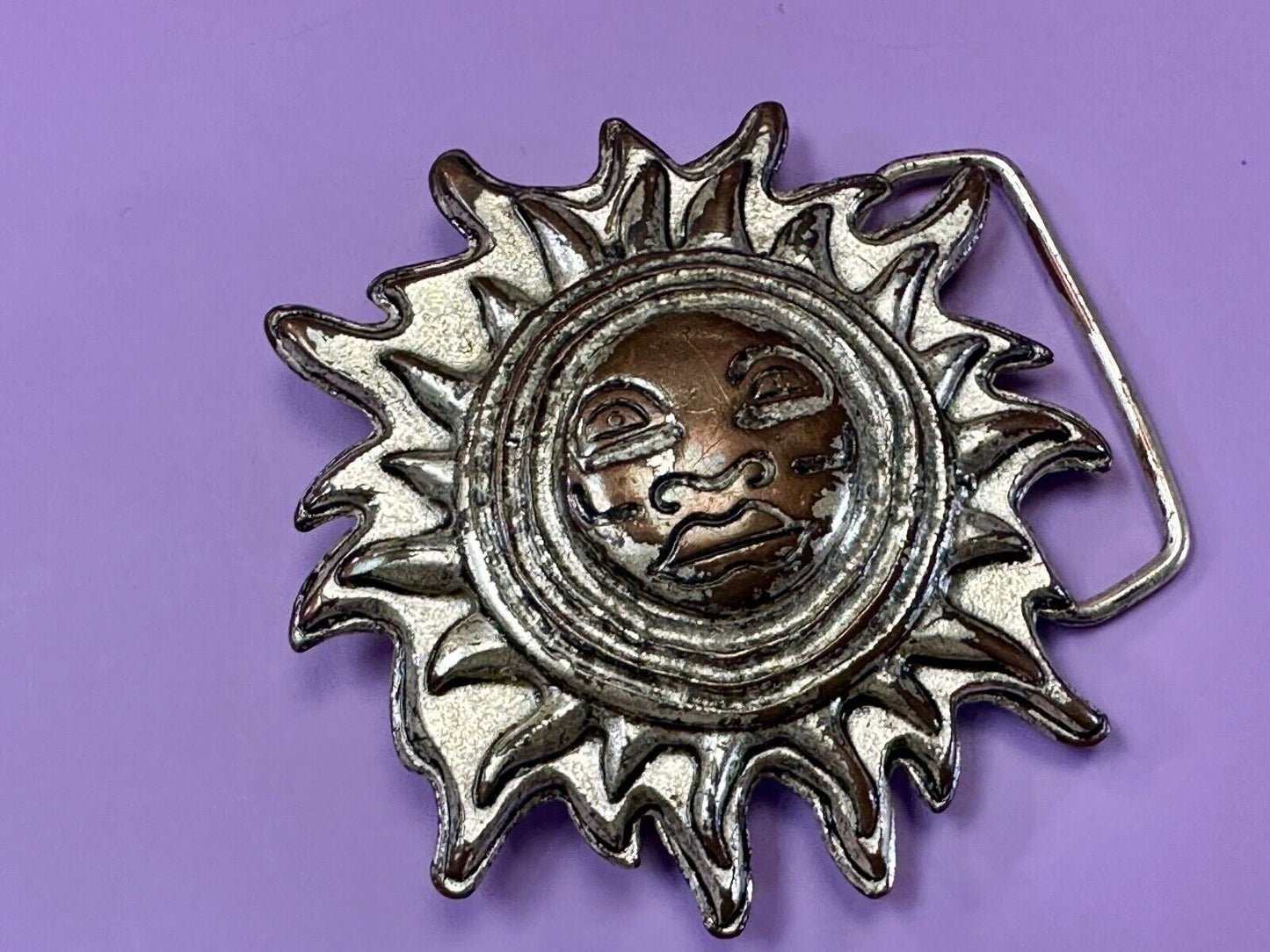 Artisan Hippie Style SUN Face - Large Figural cutout belt buckle