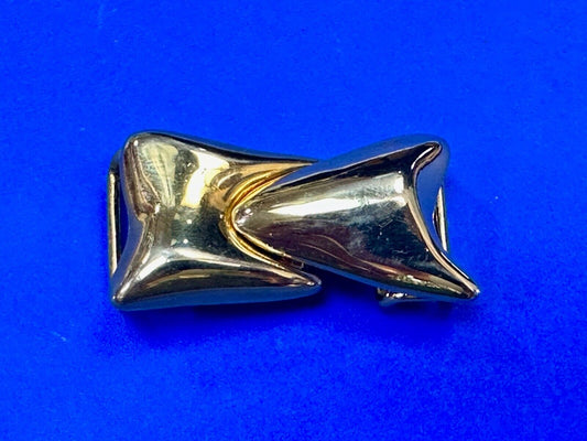 Two piece gold tone Retro shape style interconnecting vintage belt buckle