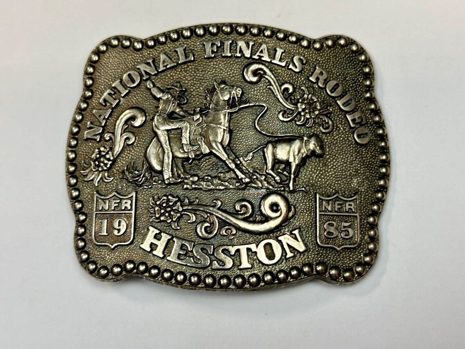 1985 NFR National Finals Rodeo Adult Size belt buckle by Fred Fellows