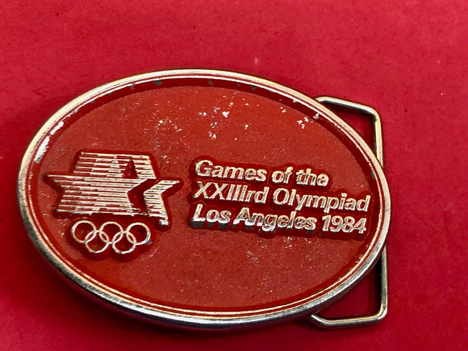 Vintage Buck Belt Buckle Made In USA 1980 LA Olympics Games 1984 Unisex logo 