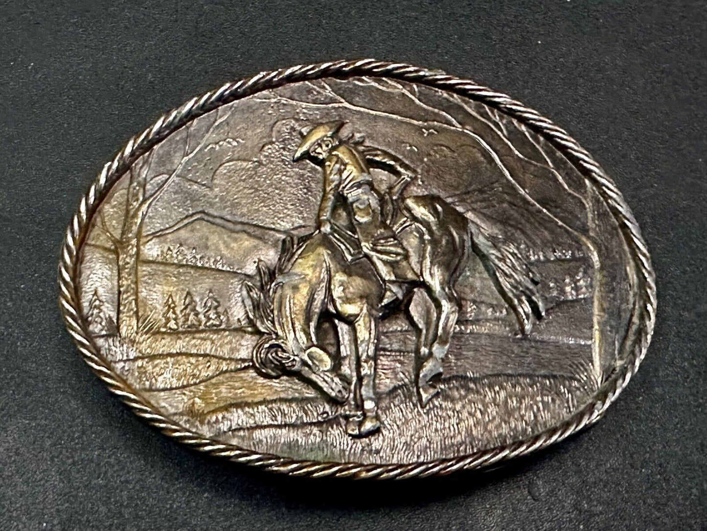 Vintage 1980's Cowboy Saddle Bronc The Great American Belt  Buckle Co
