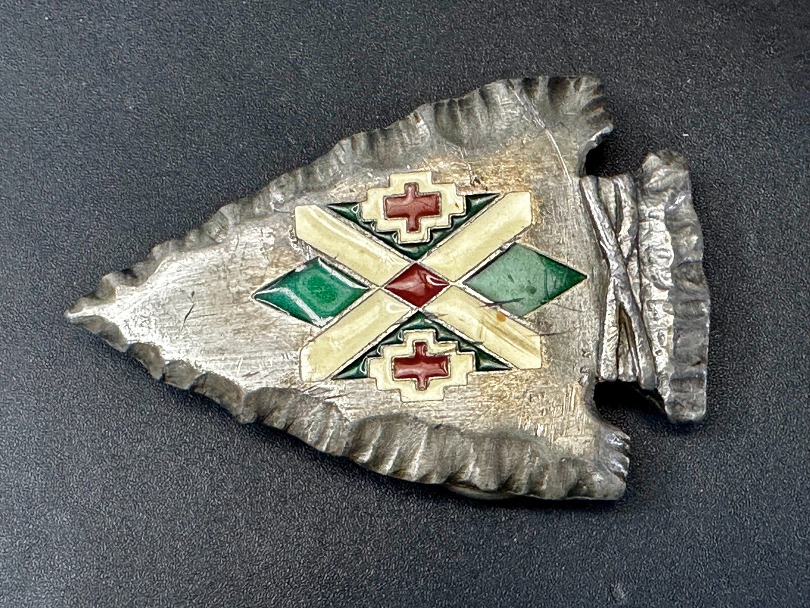 Arrowhead Native American Tribal Art Pattern VTG 1991 Siskiyou Belt Buckle U-92