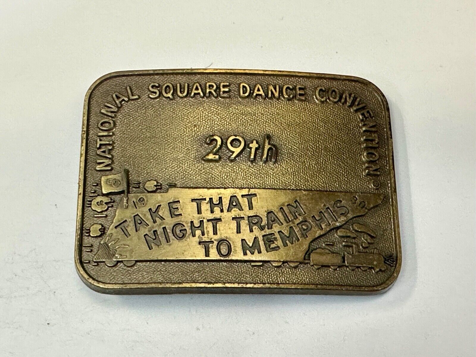 29th National Square Dance Competition Take Night Train to Memphis belt buckle