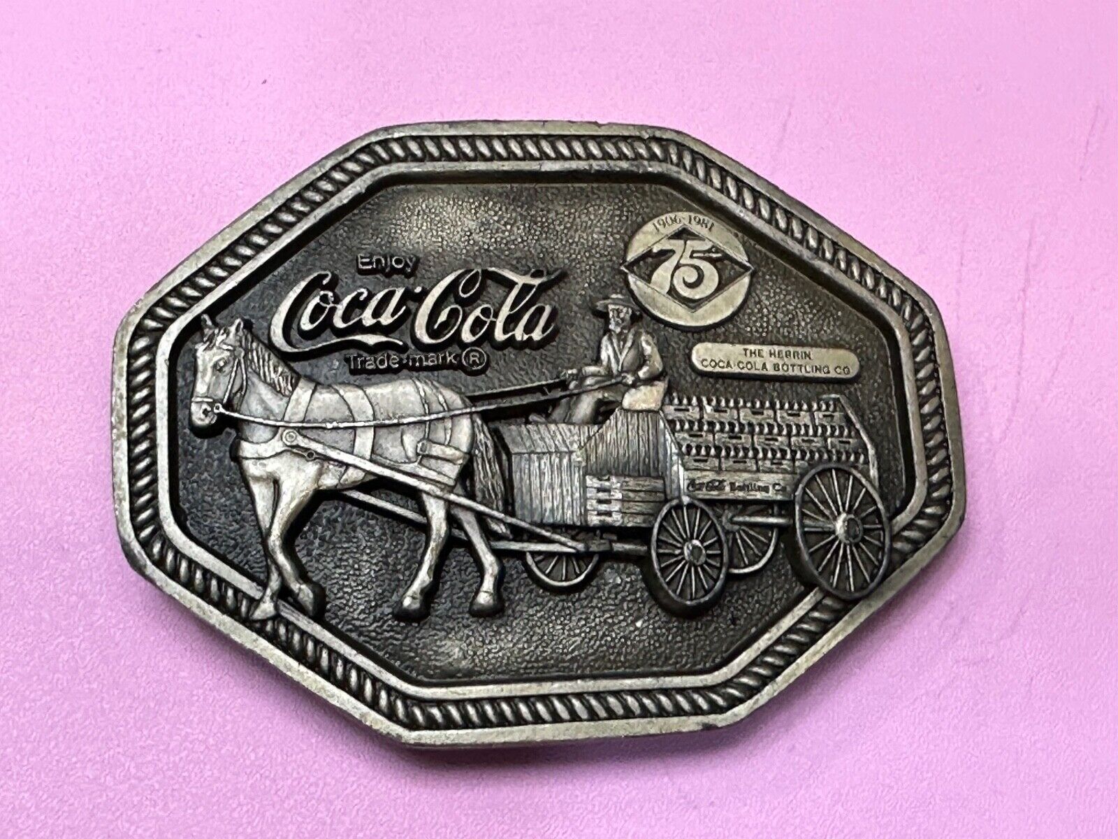 Vintage 1980 Coke a cola Belt Buckle Markatron Inc