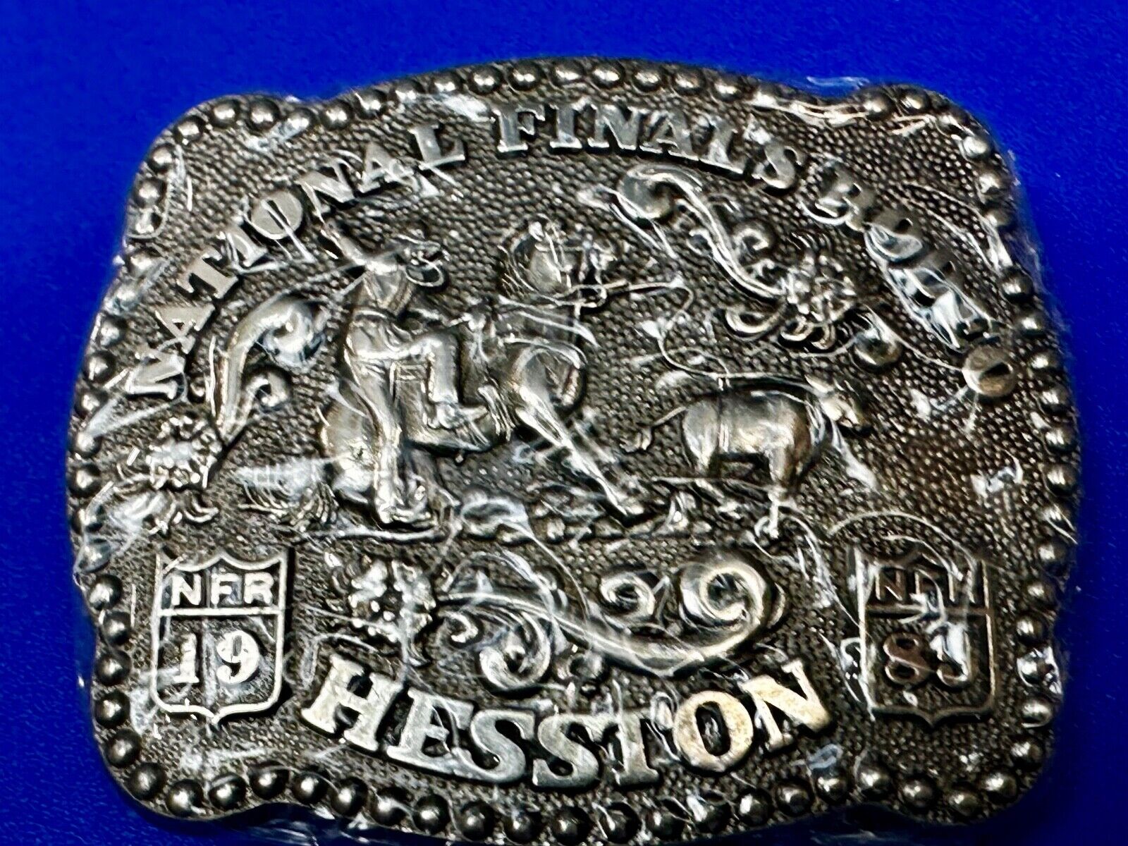 1985 NFR National Finals Rodeo  NOS Youth Size Hesston Belt Buckle