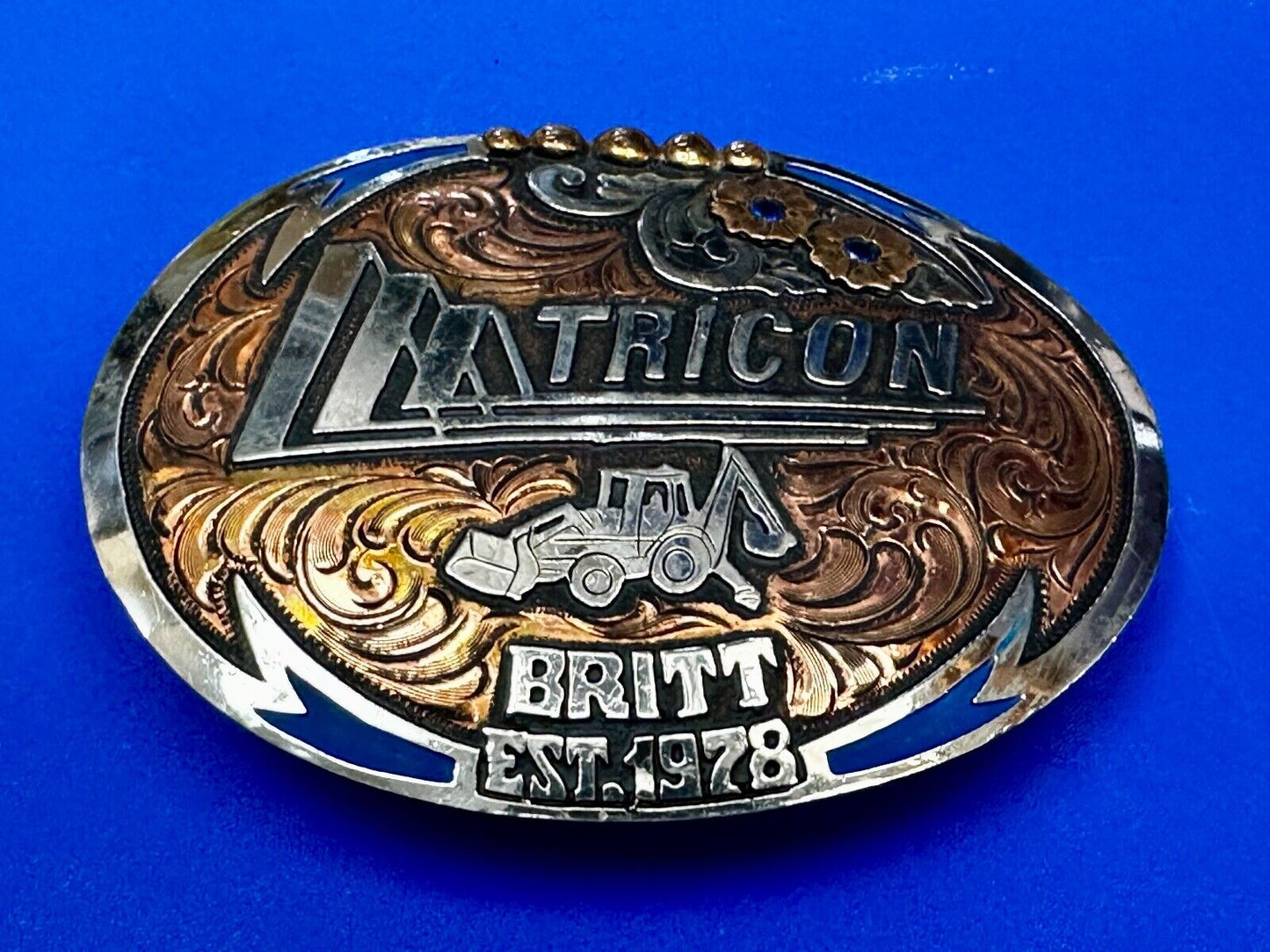 Tricon Bruitt Construction Equipment Trophy Award Belt Buckle by Red Bluff - war