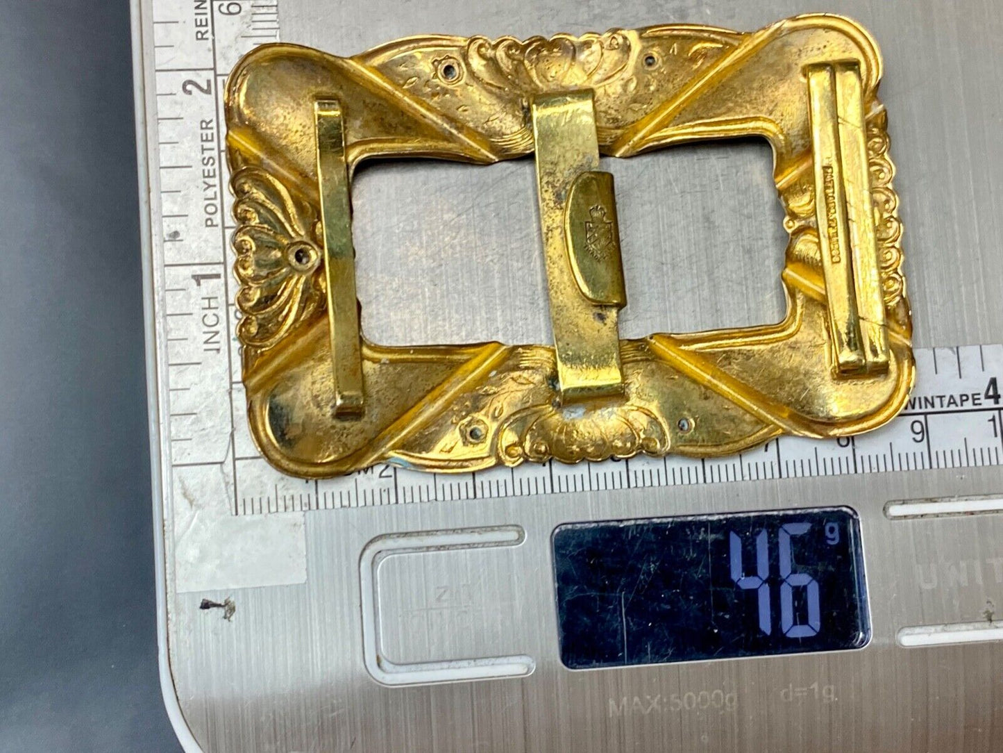 Antique Signed F.N. & Co Fishel Nessler Scarf Belt Slide buckle - AMAZING detail