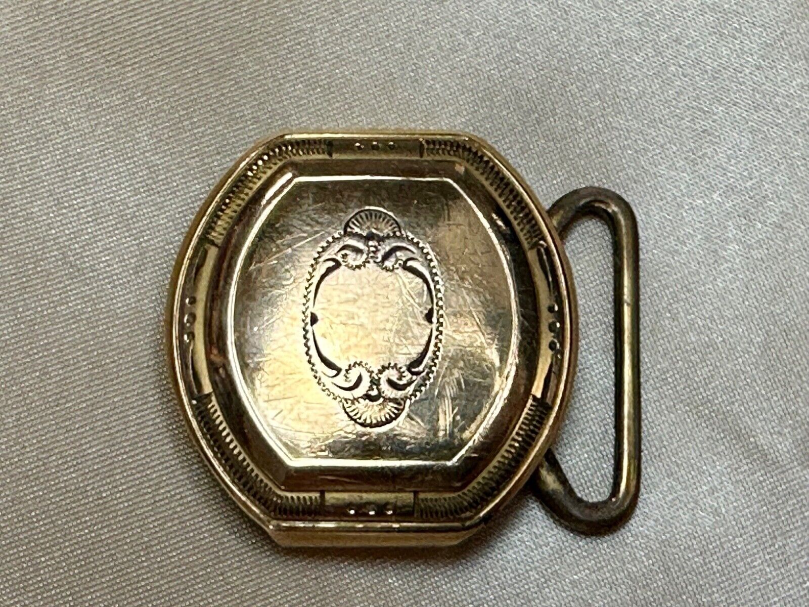 Art Deco gold filled 1/20 over plate Belt Buckle ready to engrave initial letter