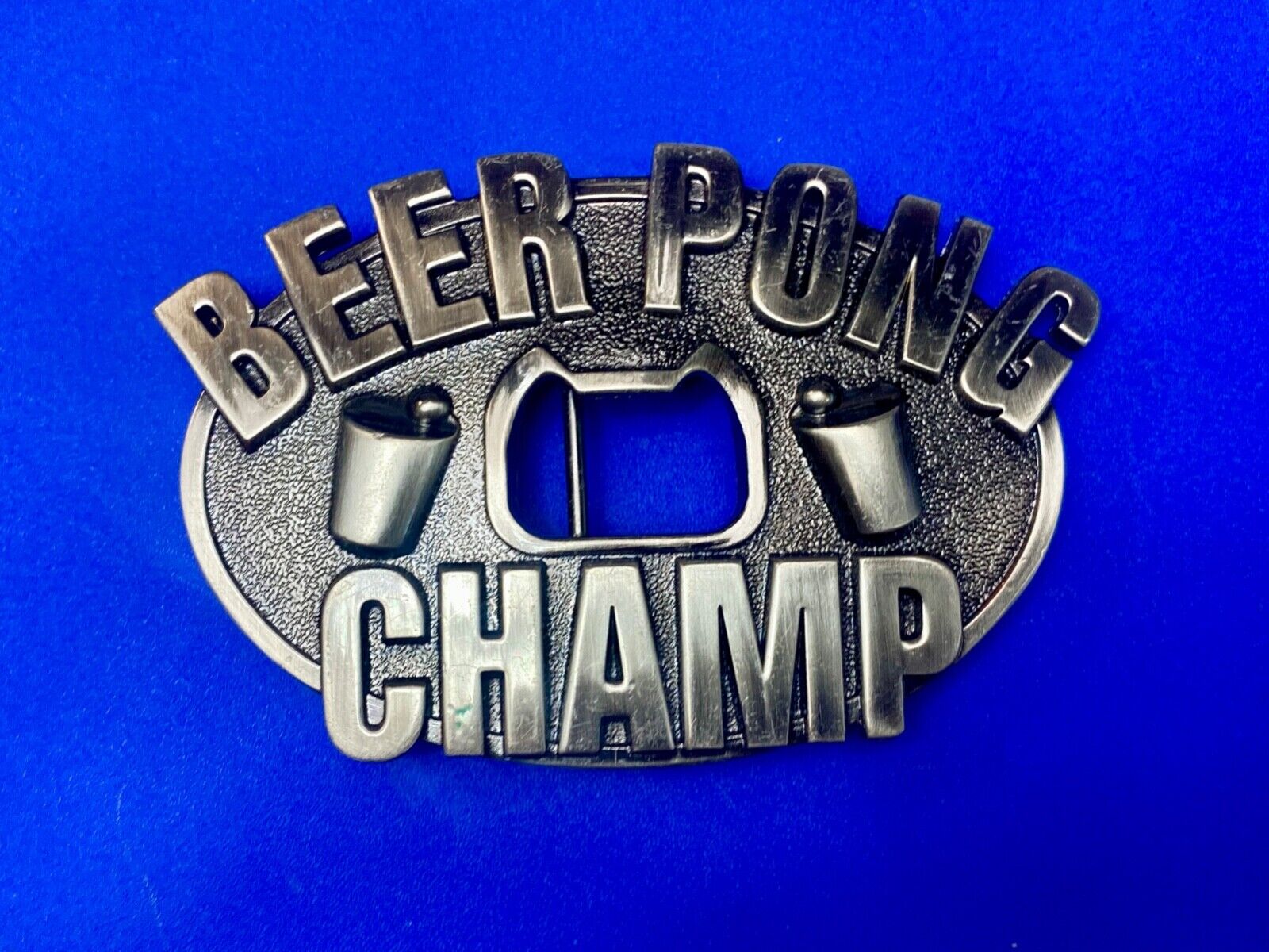 Beer Pong Champion Champ & Integrated Bottle Opener Belt Buckle College Gag Gift