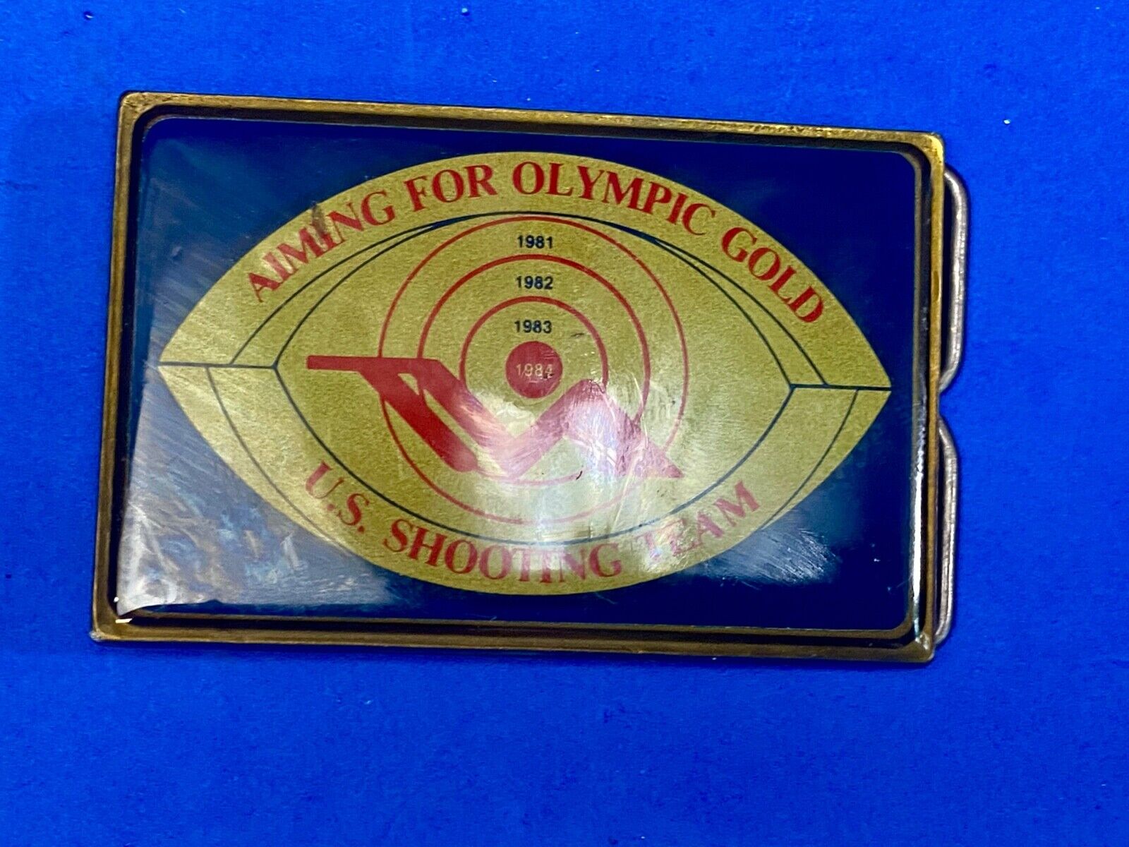 Aiming For Olympic Gold 1984 La Ca U.S. America Skeet Shooting Team Belt Buckle