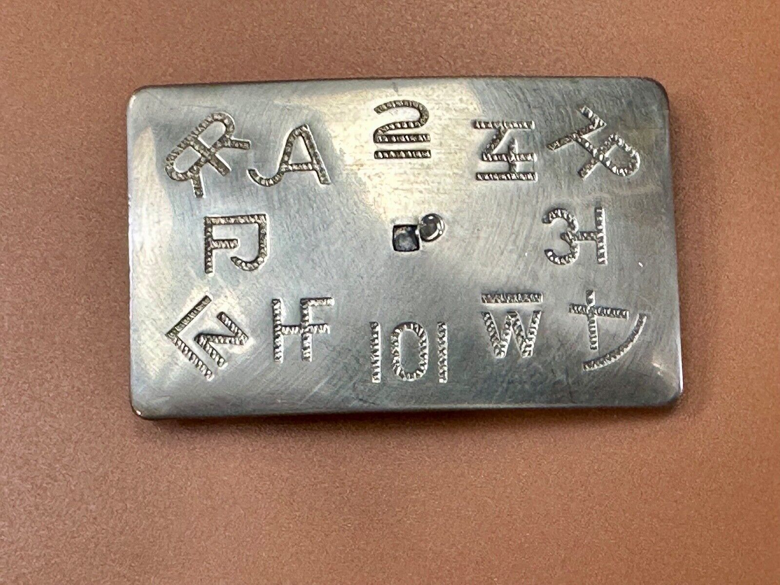 Vintage Chambers cattle branding symbols belt buckle - no center