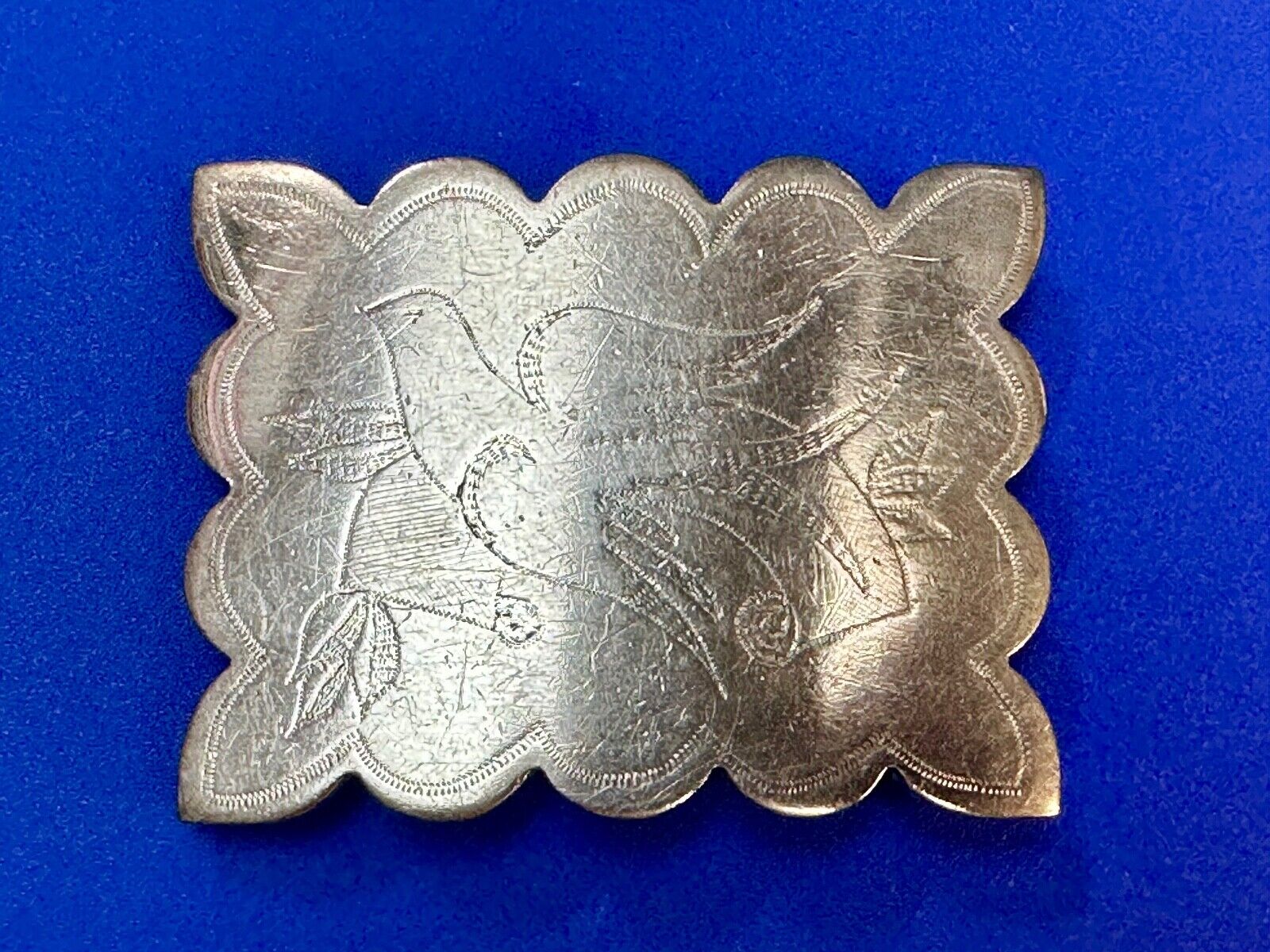 Vintage Dove Pattern Drawing Engraved in western Nickel Silver? belt buckle