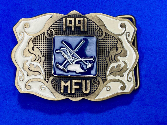 1991 Mfu Landscaping Service Company Promotional Western Framed Belt Buckle 