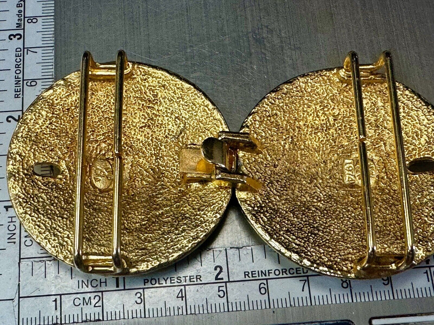 Two piece interconnecting Sand Dollars  vintage belt buckle by Mimi Di N