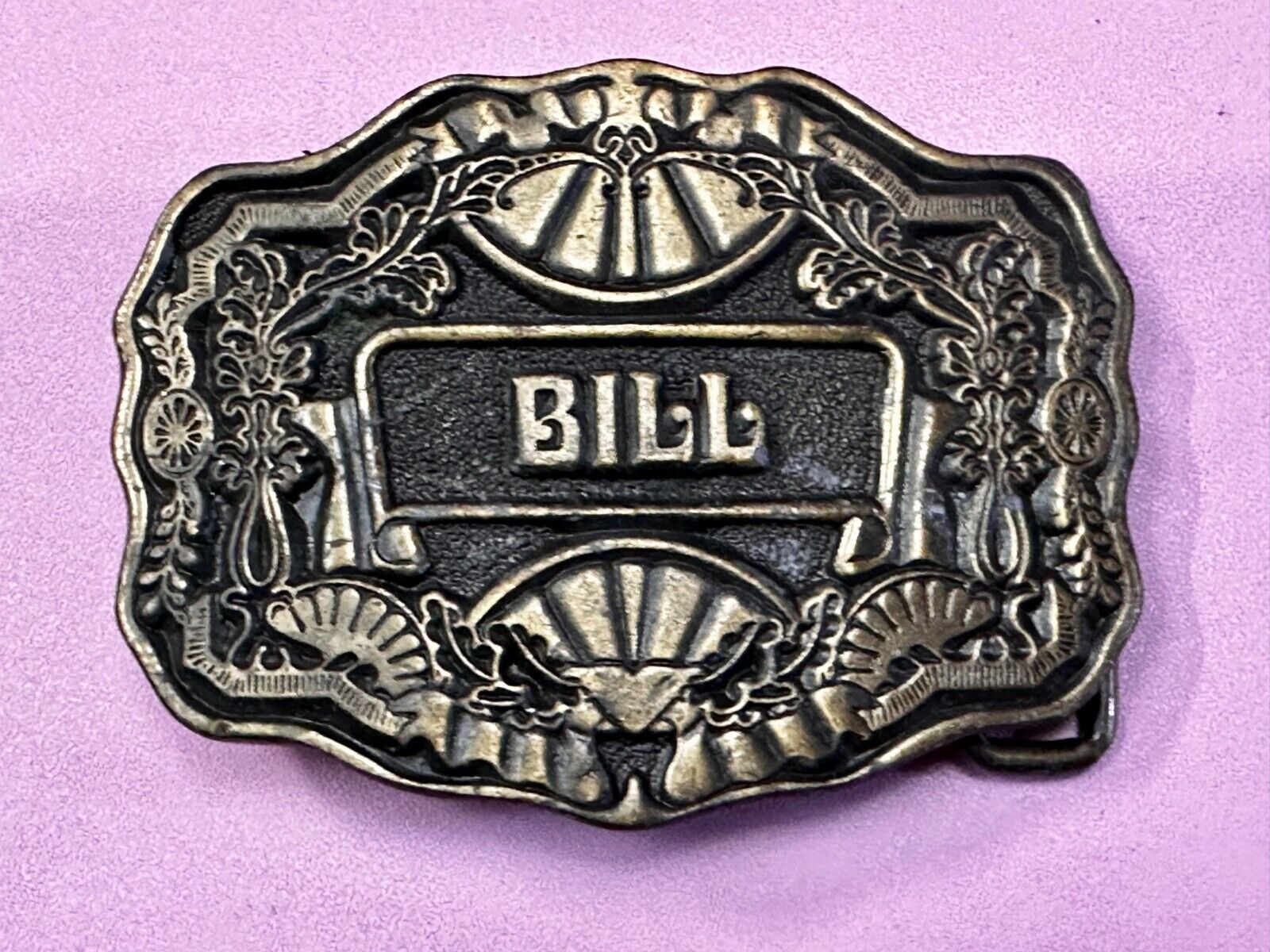 1970s BILL Name - Custom Brass Tone Metal Oden USA Personalized Belt Buckle