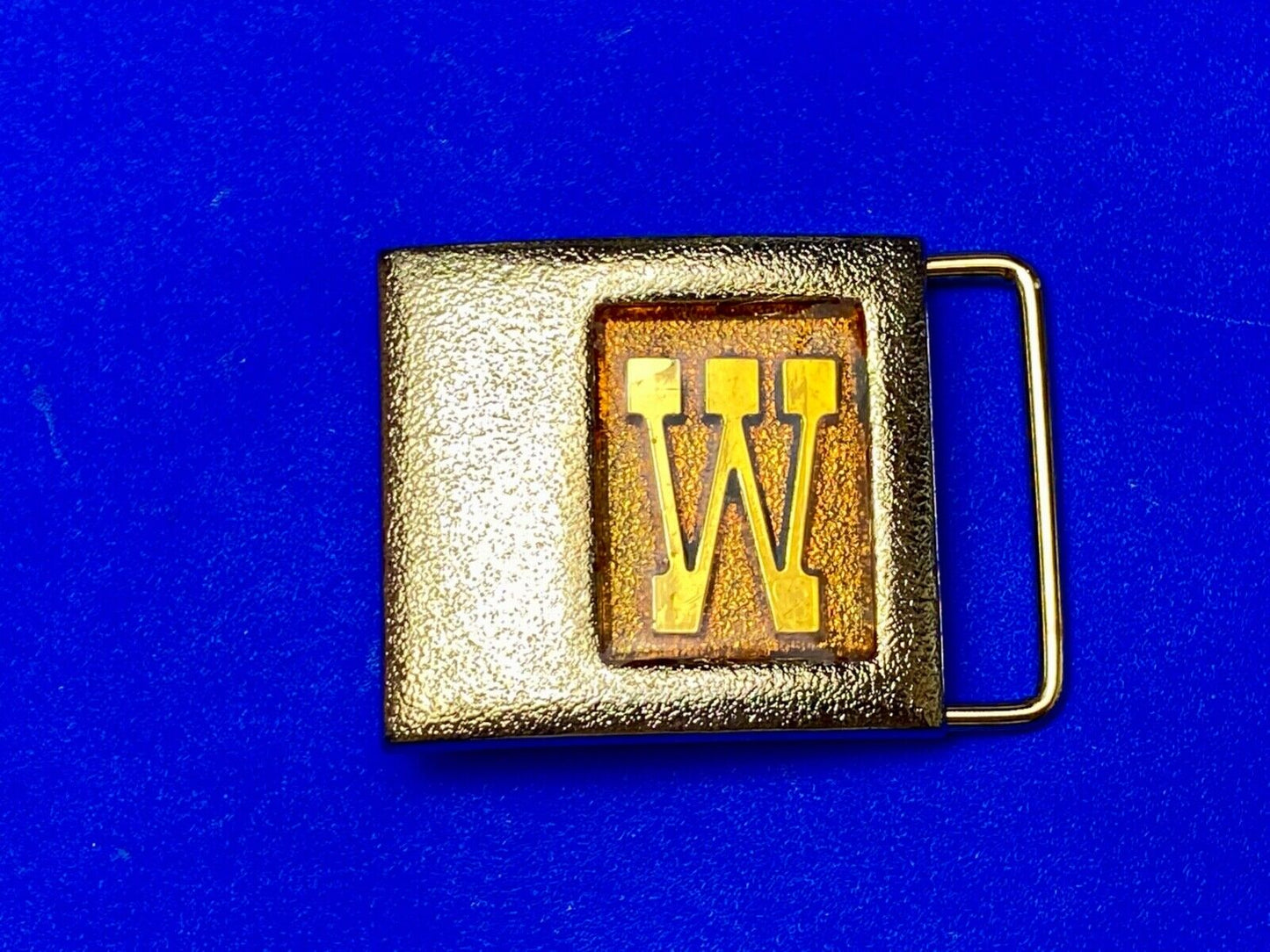 Vintage Lee Belt Buckle Monogrammed W Initial Letter Goldtone NY USA 1970s