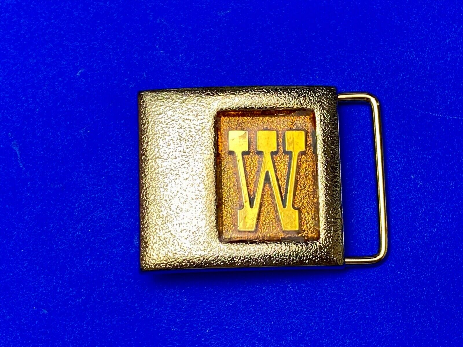 Vintage Lee Belt Buckle Monogrammed W Initial Letter Goldtone NY USA 1970s