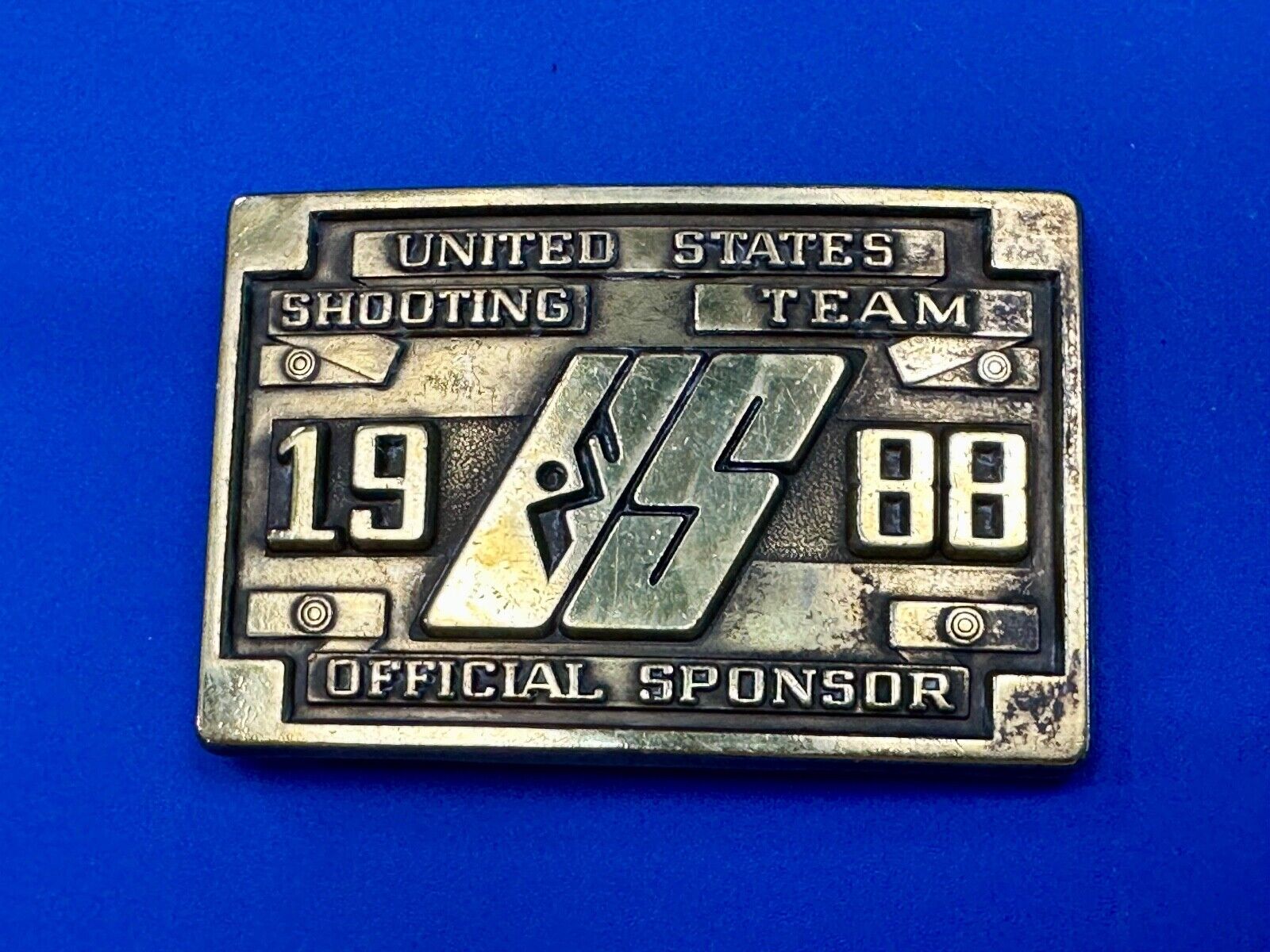 1988 Olympics US Shooting Team USA Belt Buckle Seoul Korea Official Sponsor