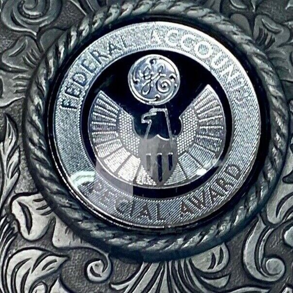 Vintage Ge Federal Accounts Special Award Centerpiece Western Ornate Belt Buckle