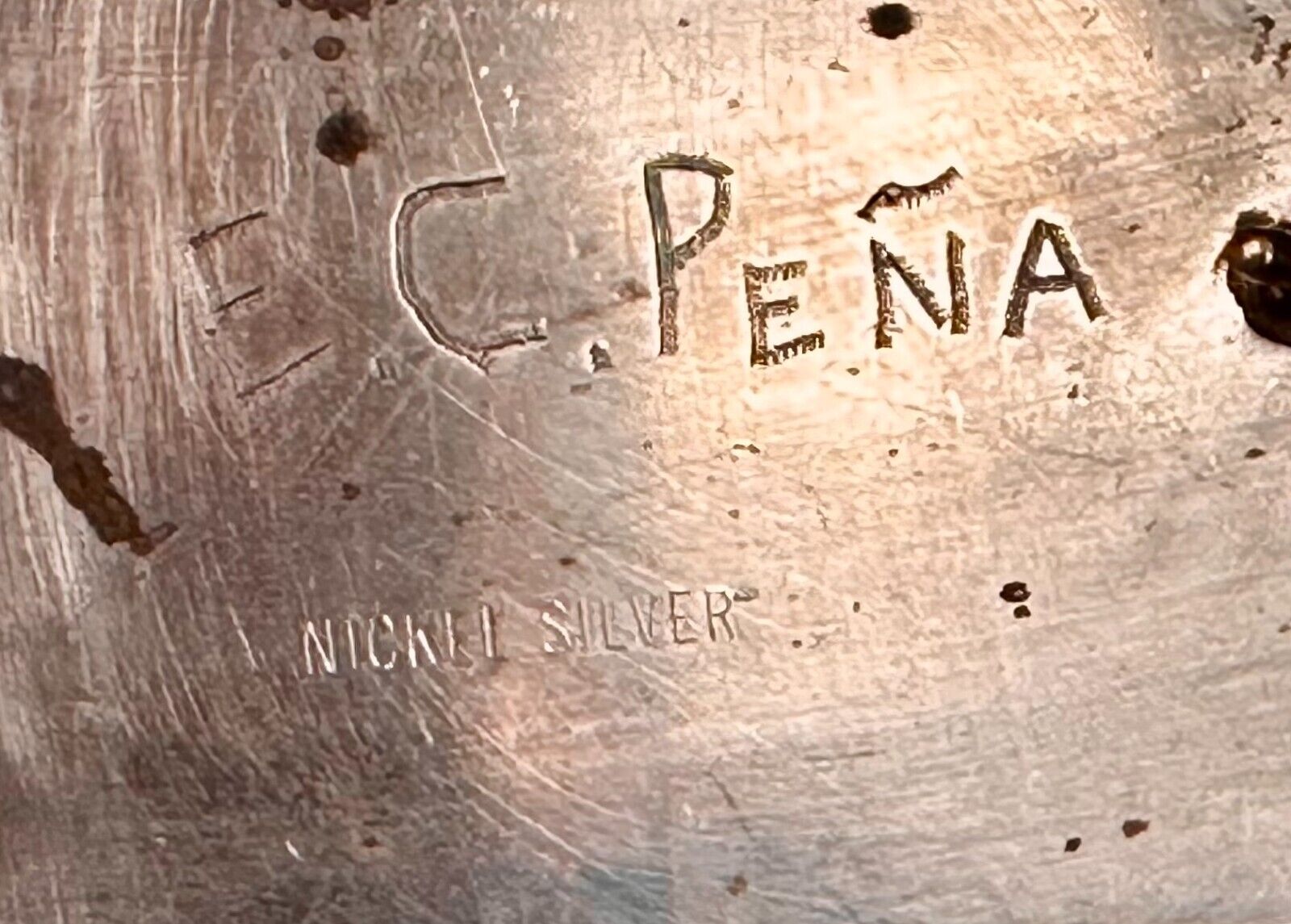 Vintage  E.C Pena Blank Ribbon Engraved Award Trophy Nickel Silver Belt Buckle