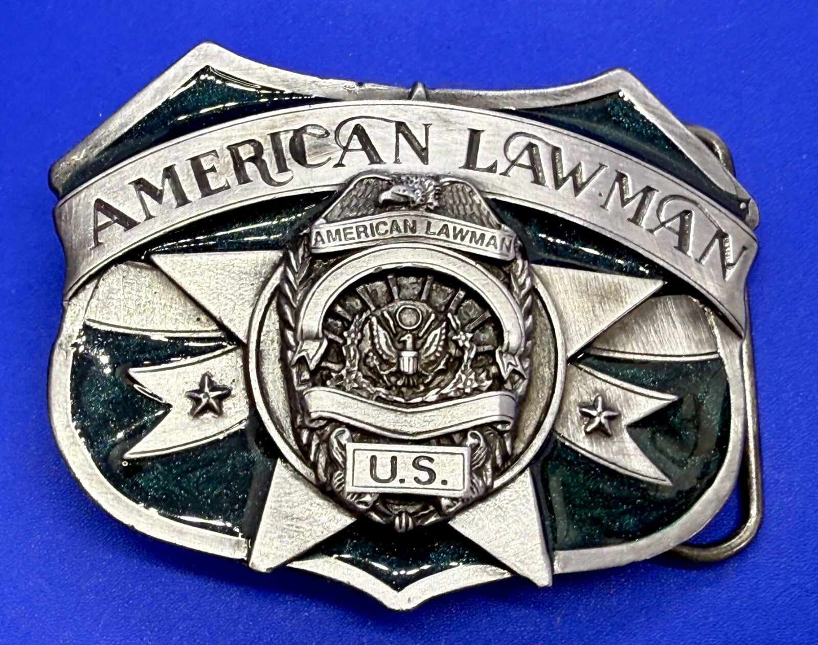 United States American Lawman To Served & Protect VTG 1986 Siskiyou Belt Buckle