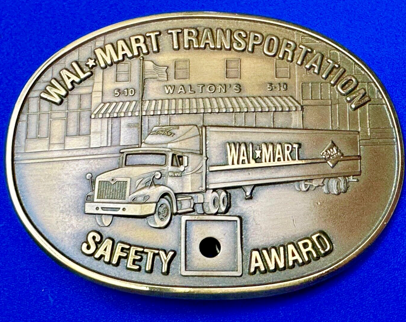 510 Waltons AR Walmart Transportation Semi Driver Safety Award Brass Belt Buckle