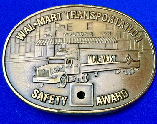 510 Waltons AR Walmart Transportation Semi Driver Safety Award Brass Belt Buckle
