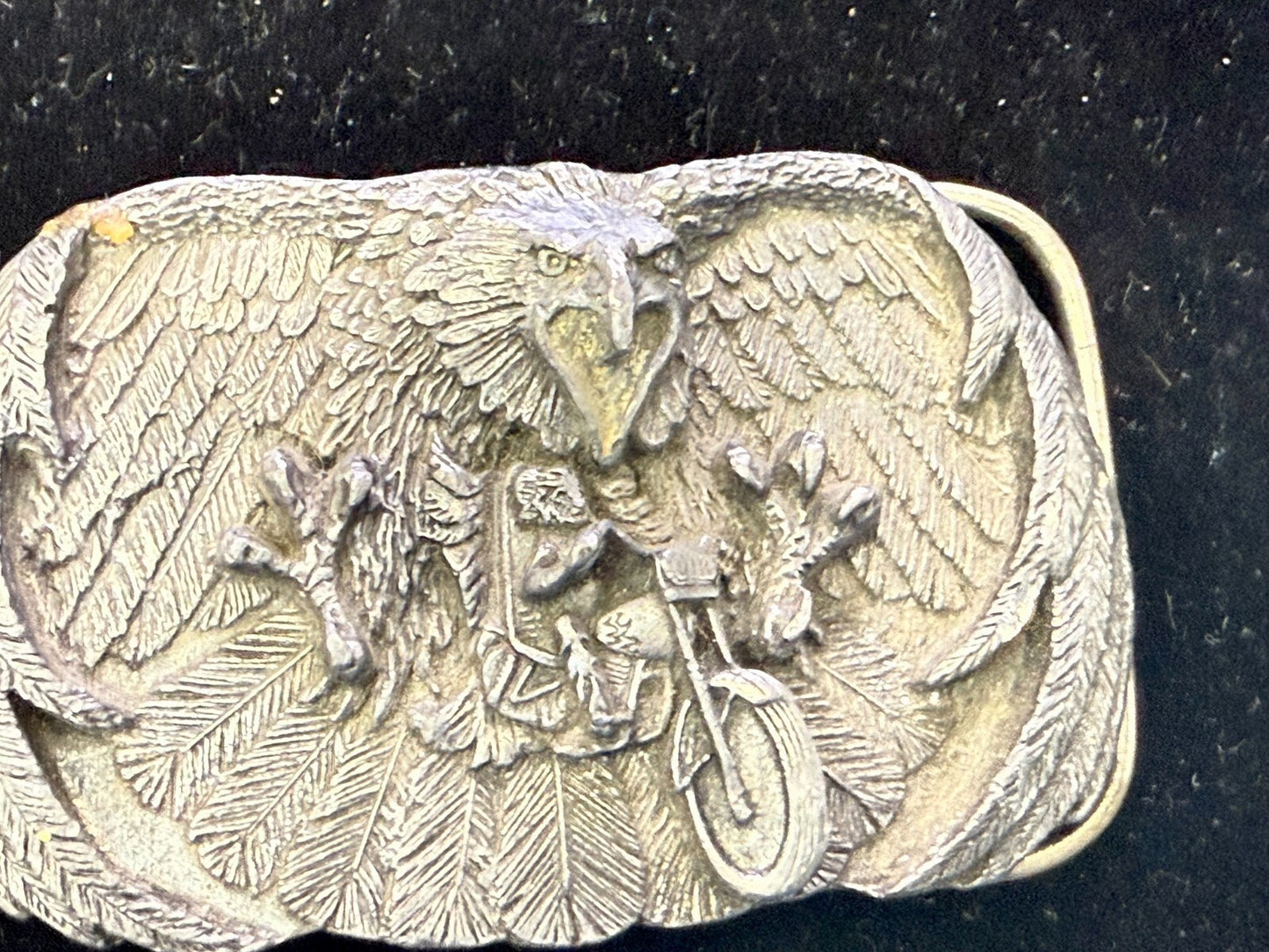 American Bald Eagle Motorcycle Biker Rider VTG 1980 Arroyo Grande Belt Buckle