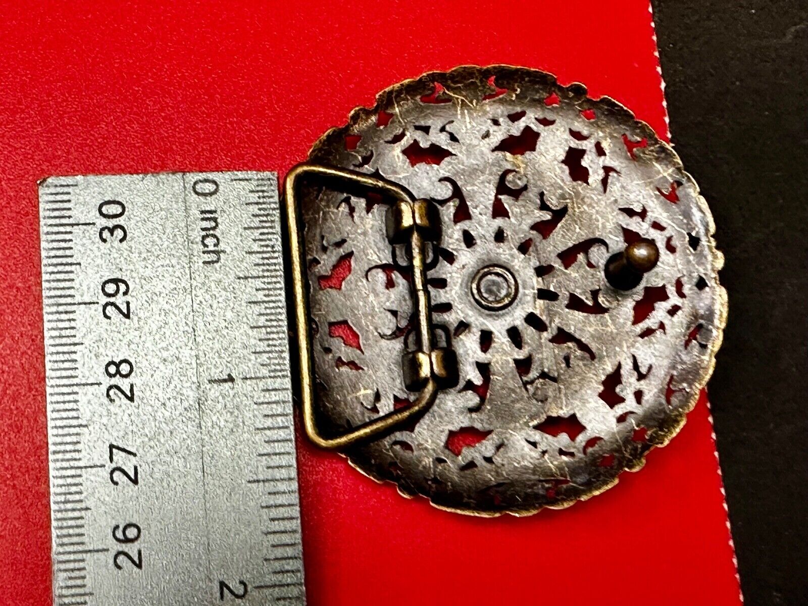 Victorian Style Filigree Round Small Hippy Vibe Small Belt Buckle