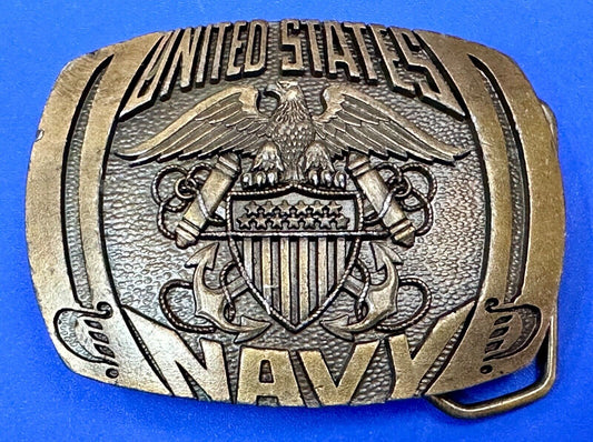 United States Navy Vintage Military 1980 Indiana Metal Craft belt buckle KR-89