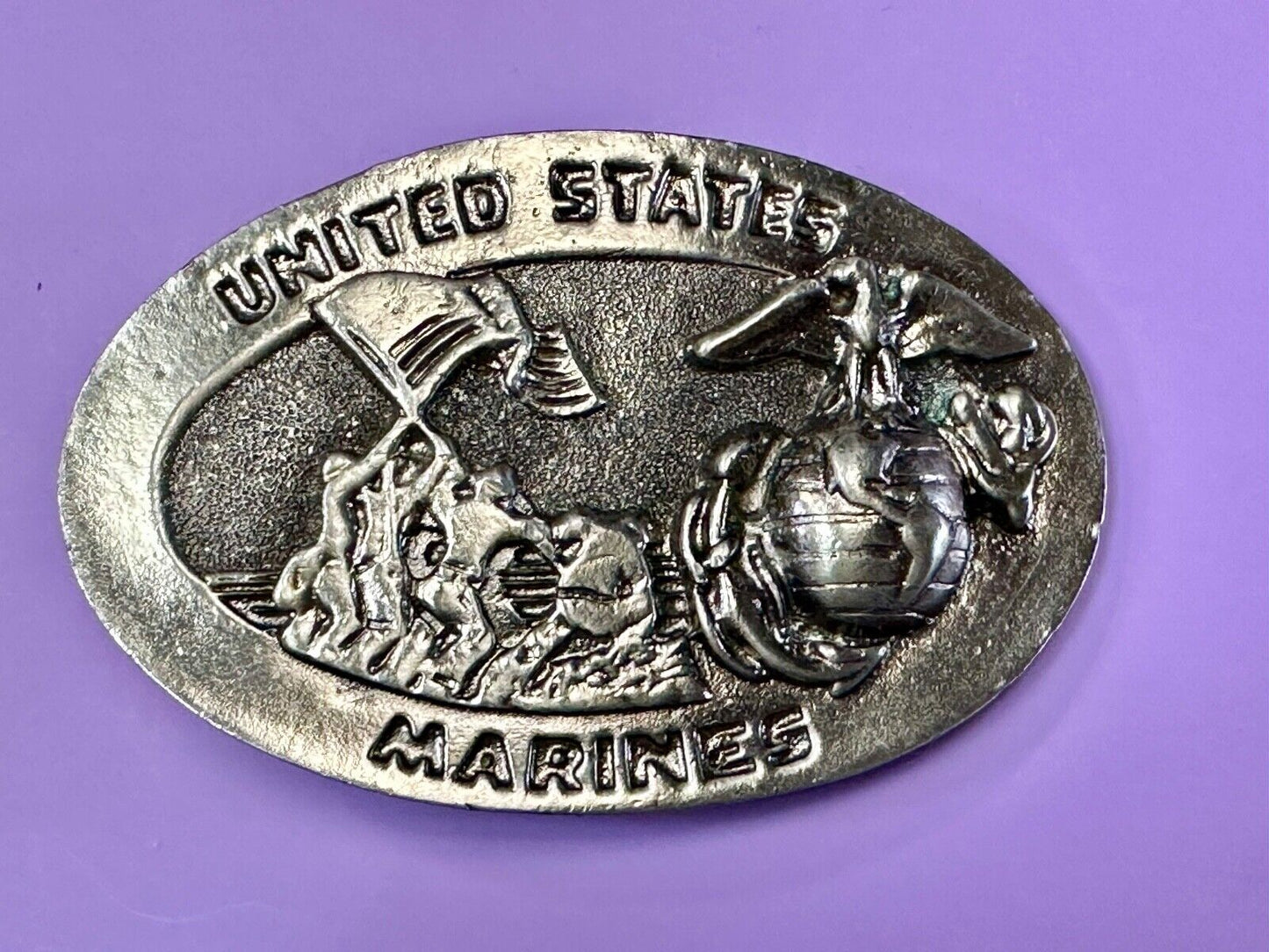 United States Marine's  Flag Memorial Eagle Anchor Emblem vintage belt buckle