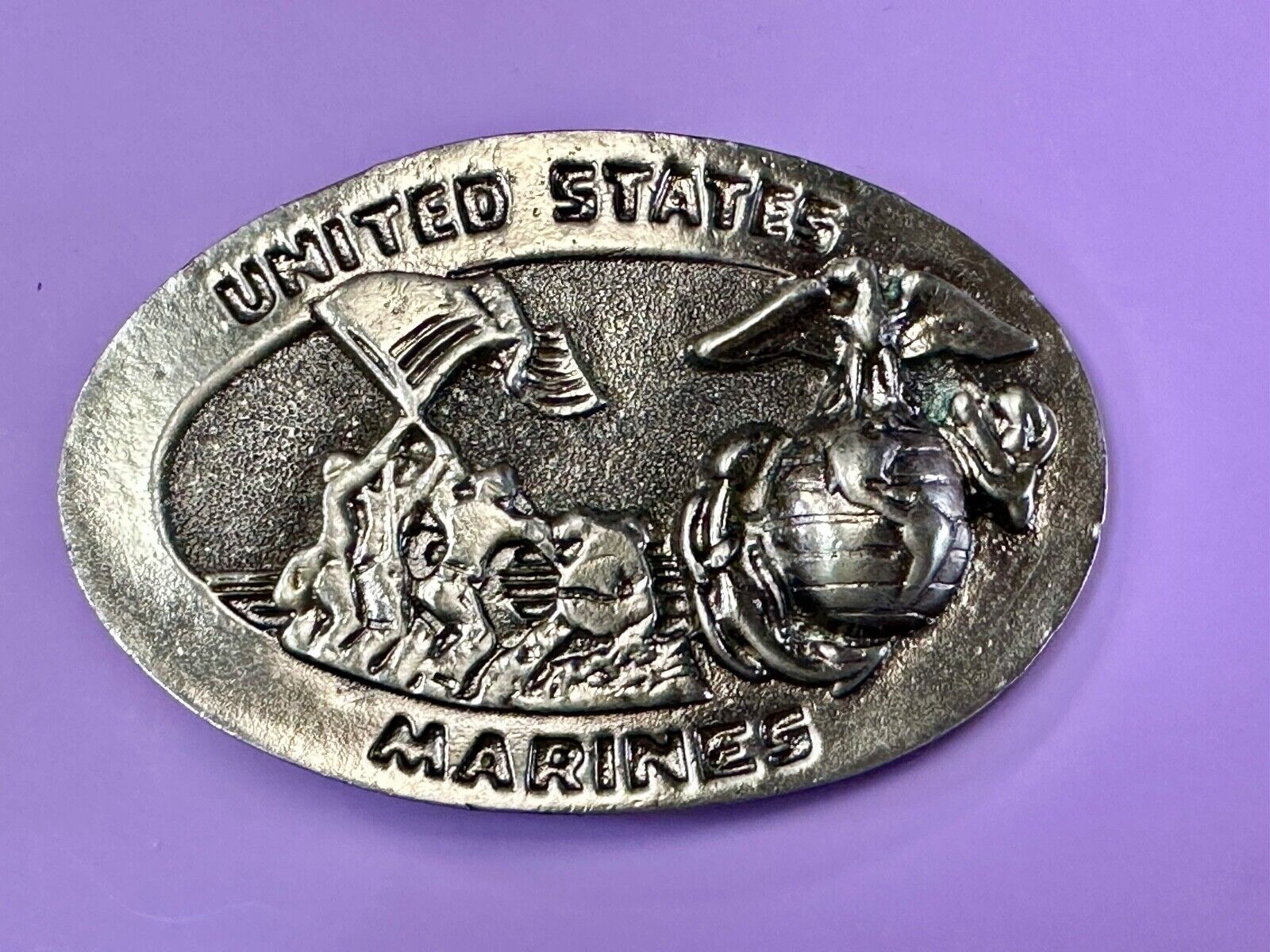 United States Marine's  Flag Memorial Eagle Anchor Emblem vintage belt buckle
