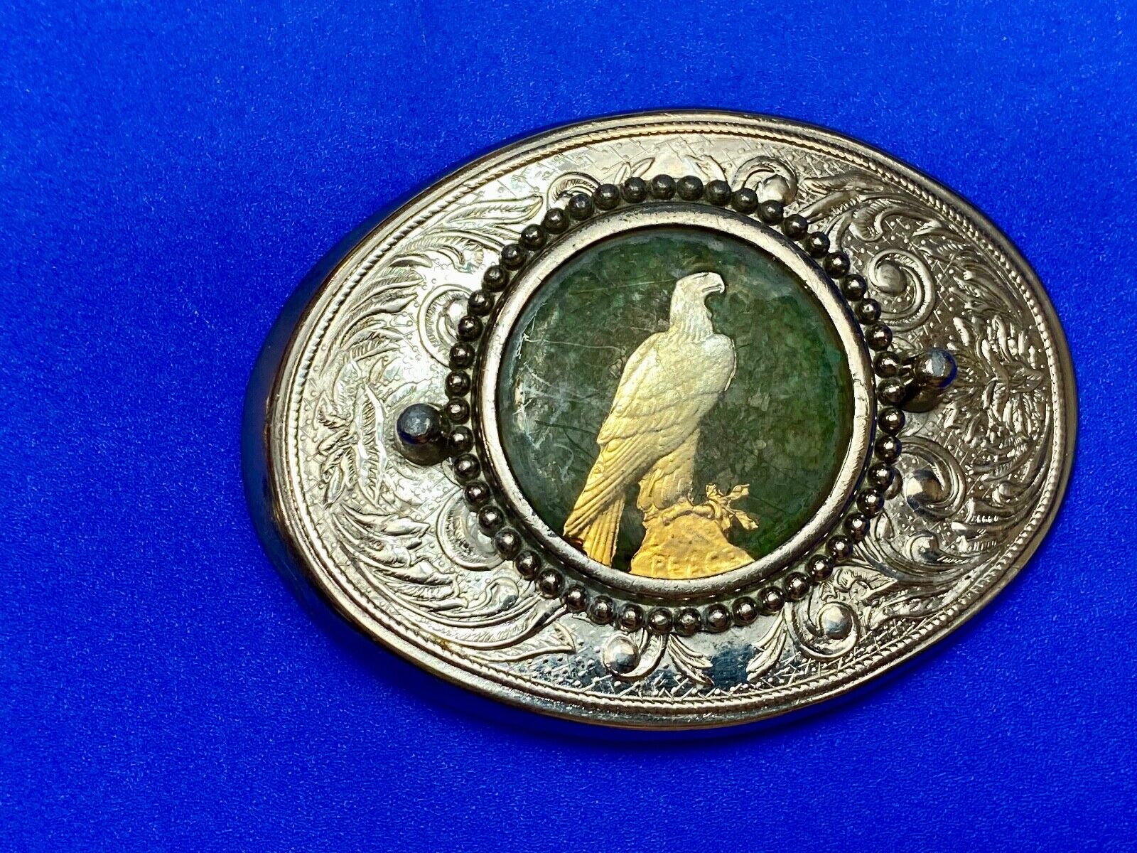 American Bald Eagle Patriotic Artisan Painting Centerpiece Western Belt Buckle