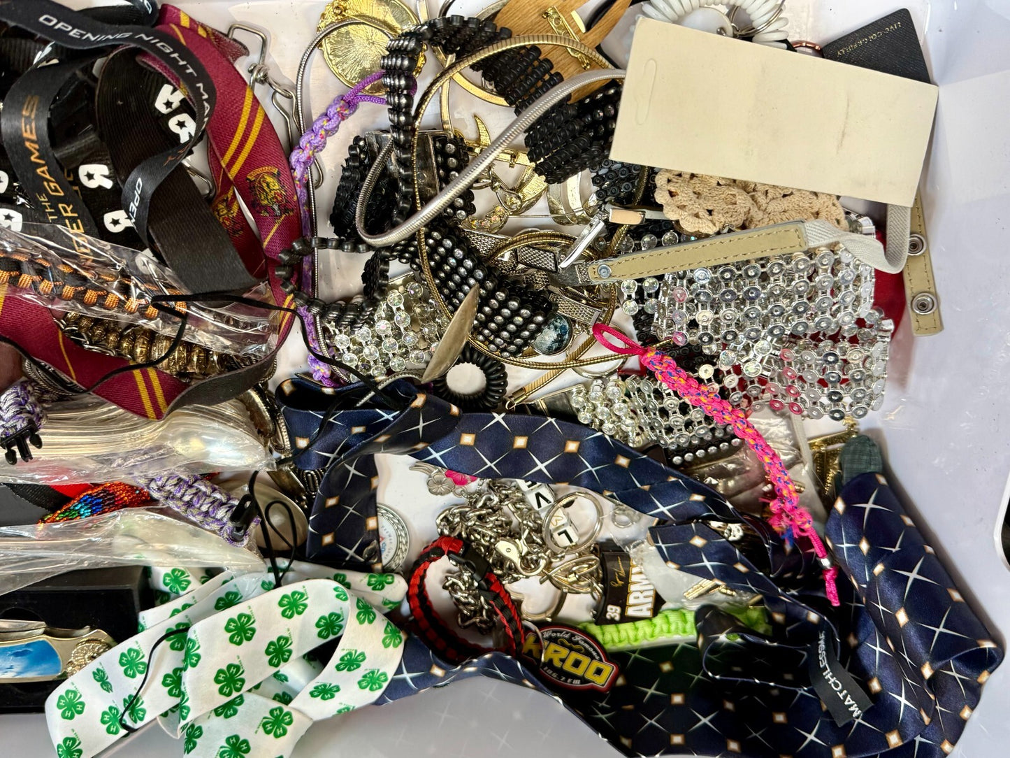 6.4 Pounds Mixed Junk Drawer Lot - Silverware Belts Bracelets Coins - Resale 