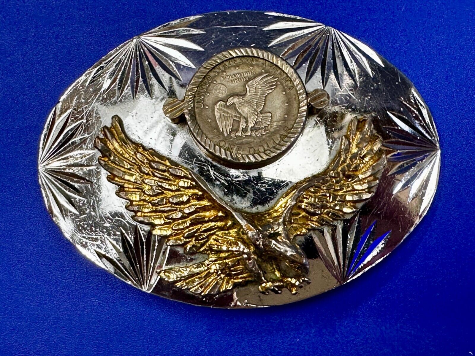 United States of America One Dollar Coin Patriotic Eagle JG Alpaca Belt Buckle