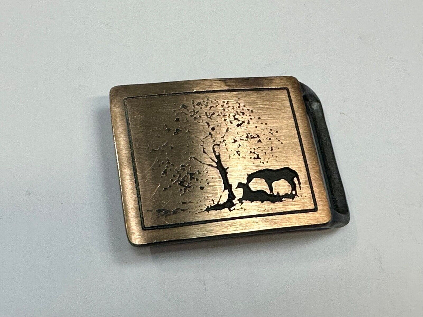 TWO HORSES TECH-ETHER GUILD Vintage art Horse lovers belt buckle