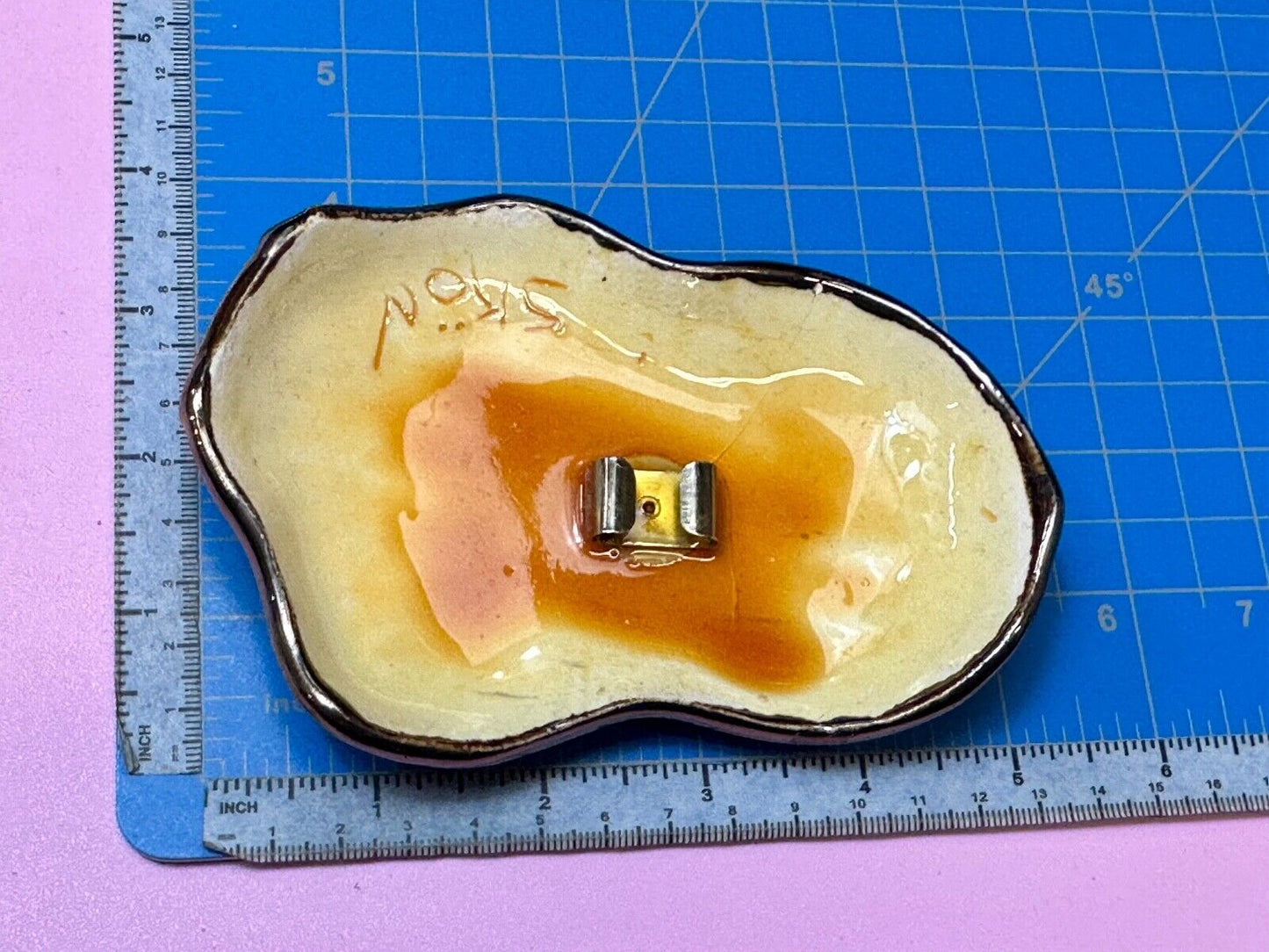 Artisan Belt Slide Buckle gold & black color Abstract pattern signed SKON