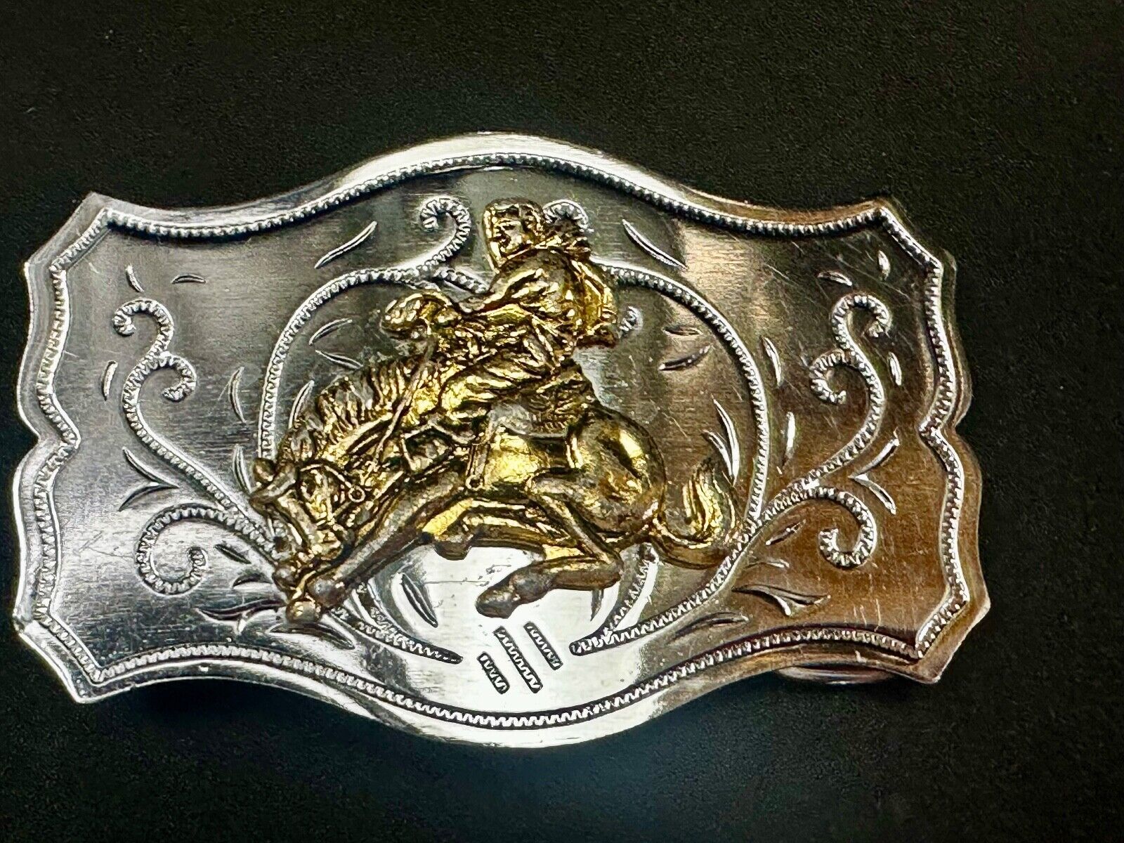 Vintage Cowboy Saddle Bronc western belt buckle Made in Japan