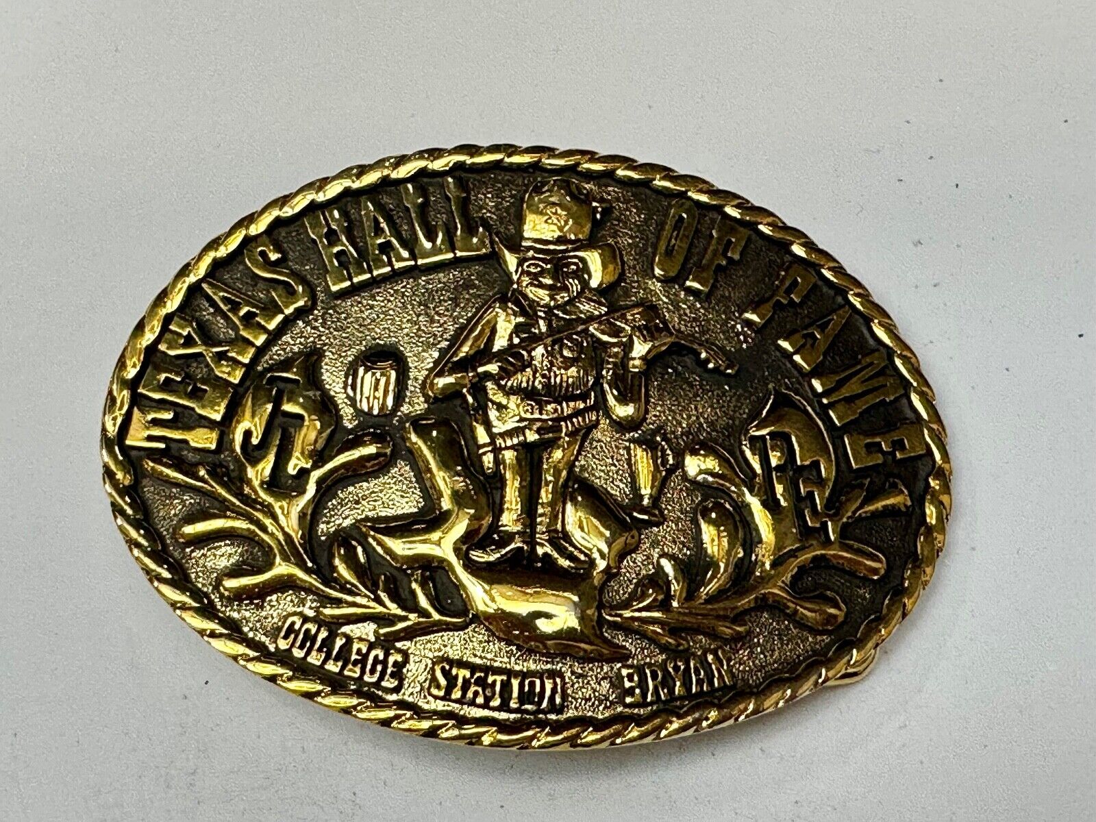 Texas Hall of Fame Bryan–College Station Cities Fiddle Music Vintage Belt Buckle