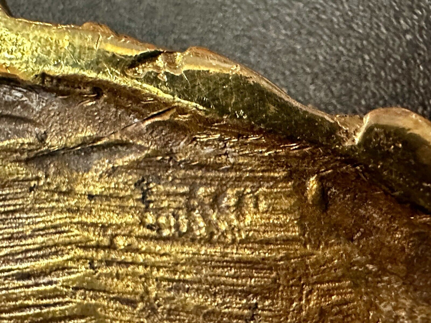 Unique Chunky Nugget Textured Brutalist Gold Tone Hippy Signed Belt Buckle